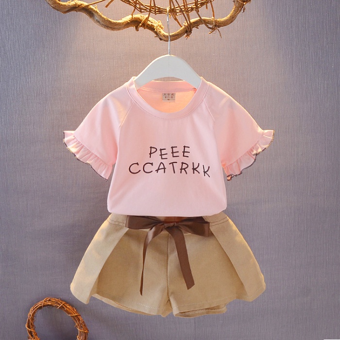 เสื้อยืดกีฬา-กางเกงขาสั้น-แฟชั่นฤดูร้อน-สําหรับเด็ก-สองชิ้น