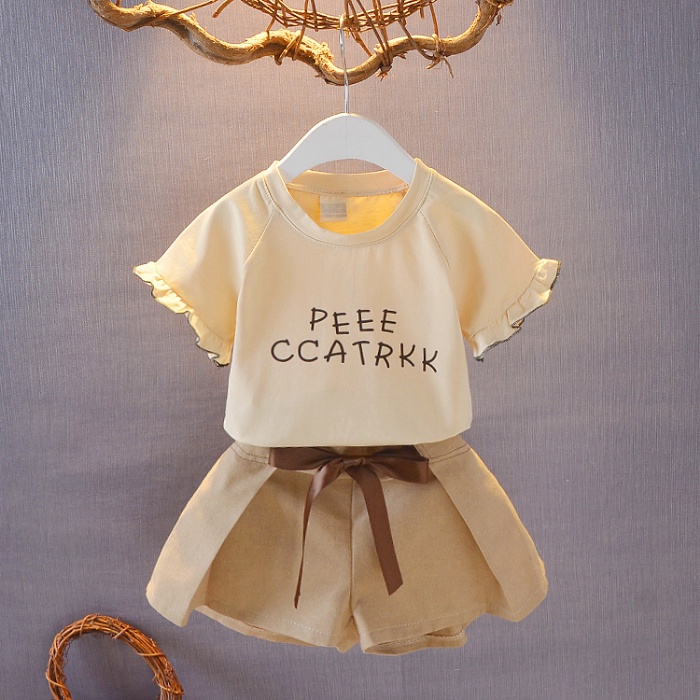 เสื้อยืดกีฬา-กางเกงขาสั้น-แฟชั่นฤดูร้อน-สําหรับเด็ก-สองชิ้น