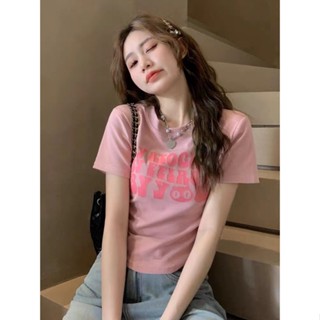 ใหม่ เสื้อยืดครอป รัดรูป สไตล์เกาหลี แฟชั่นฤดูร้อน สําหรับผู้หญิง 2023
