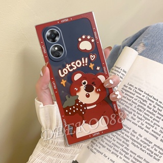 เคสโทรศัพท์มือถือแบบนิ่ม TPU ลายการ์ตูนหมีสตรอเบอร์รี่น่ารัก สีแดง สําหรับ OPPO A58 4G OPPOA58 2023