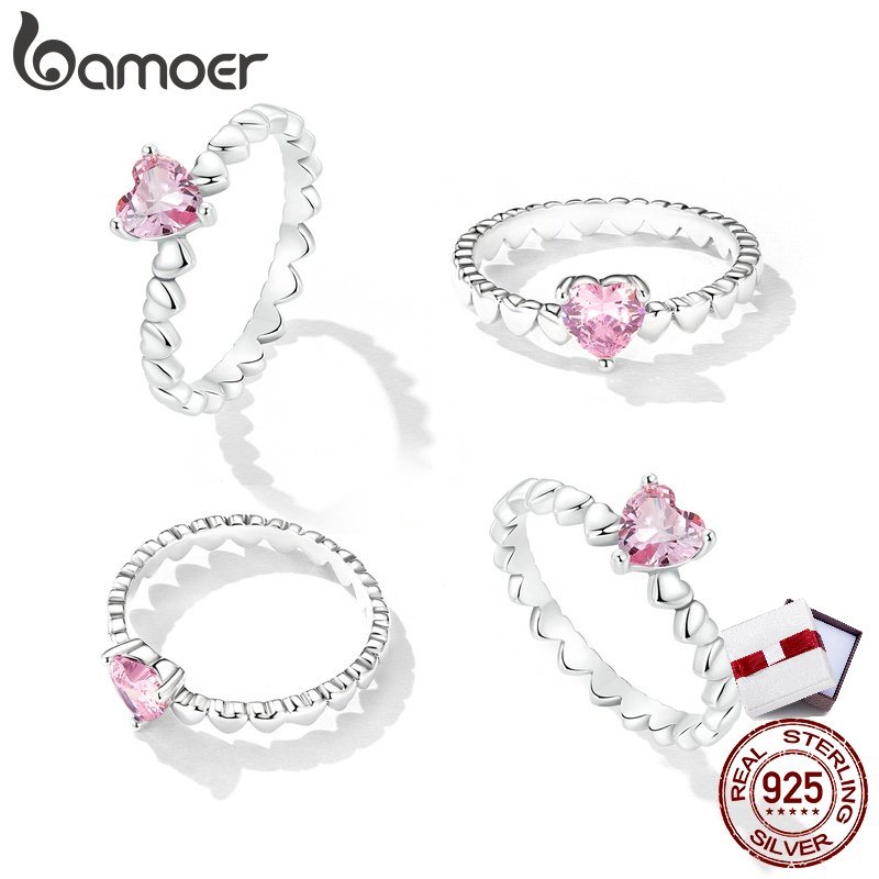 bamoer-แหวนเงิน-925-รูปหัวใจ-ประดับเพชร-สีชมพู-สําหรับผู้หญิง