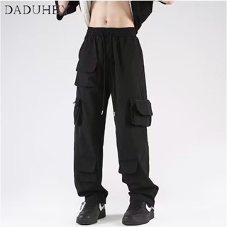 DaDuHey🔥 Mens and Womens 2023 Summer Ins High Street Retro All-Matching Washed Cotton Casual Pants American-Style Fashion Multi-Pocket Loose Straight Cargo Pants