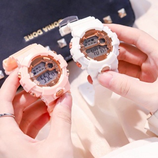 Sakura นาฬิกาข้อมืออิเล็กทรอนิกส์ สีชมพู สไตล์เกาหลี เรียบง่าย กันน้ํา เรืองแสง กีฬา สําหรับผู้หญิง ผู้ชาย