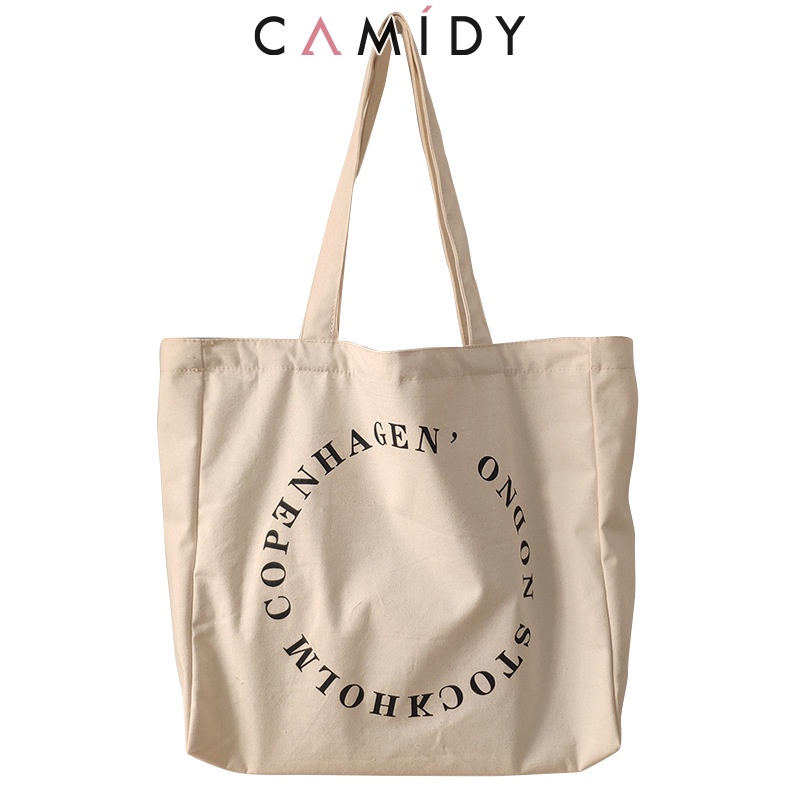 camidy-ins-blogger-ที่มีตัวอักษรแหวนเดียวกันไหล่เดียวผ้าใบกระเป๋าถือนักเรียนหญิงชั้นพร็อพกระเป๋าโท้ท