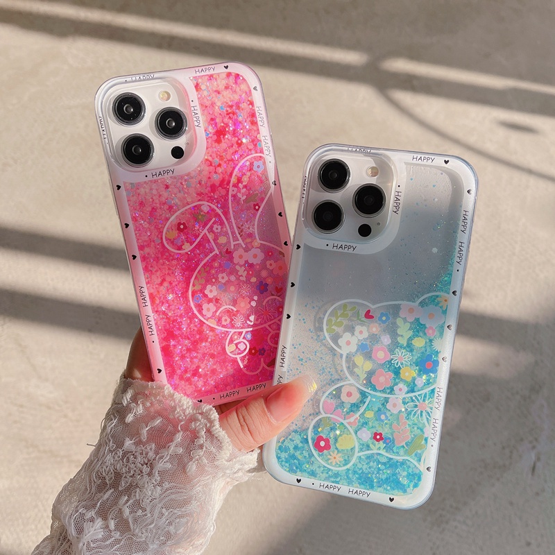 เคสโทรศัพท์มือถือแบบนิ่ม-มีทรายไหล-แต่งกลิตเตอร์-ระยิบระยับ-ลายดอกไม้-หมี-กระต่ายน่ารัก-สําหรับ-vivo-v27-5g-v27e-v25-pro-v23-v23e-y76-y75-t1-y20-y20s-y12s-y20sg-y12a-y20i