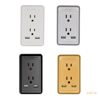 Exhila เต้ารับไฟฟ้า US พร้อมพอร์ต USB คู่ ป้องกันไฟกระชาก แผงเต้าเสียบ