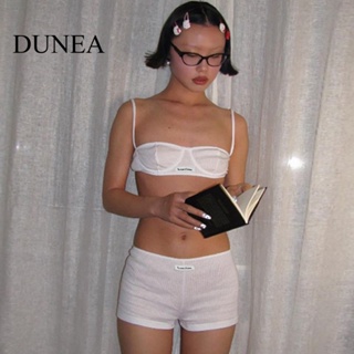 Dunea ชุดสูท เสื้อท็อปส์ เซ็กซี่ สายคล้องคอ และกางเกง แบบเข้ารูป แฟชั่นฤดูร้อน สําหรับผู้หญิง