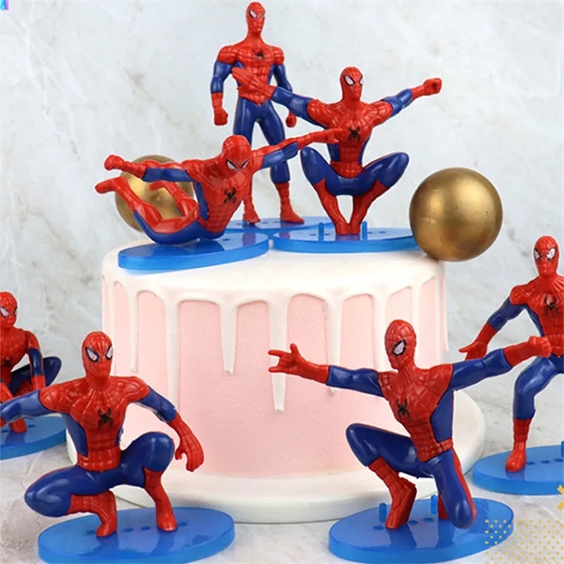 โมเดลฟิกเกอร์-marvel-super-hero-spider-man-สําหรับตกแต่งเค้กวันเกิดเด็ก-7-ชิ้น-ต่อชุด