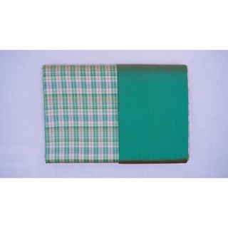 ผ้าพื้น+ซิ่น ผ้าไหมลายสก็อต ไหมแท้ ขนาด 1x4 หลา (ลาย+พื้น สีละ 2หลา) เฉดสีเขียว รหัส A90-CT100629