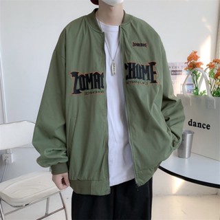 เสื้อโค้ทเบสบอลลําลอง ปักลาย ทรงหลวม สองด้าน สําหรับผู้ชาย