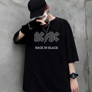 เสื้อยืดคุณภาพดี   AC/DC Hard Rock Band Music Group Back In Black Adult T-Shirt Tee เอซี/ดีซี ​วงร็อค เสื้อยืดพิมลาย เสื