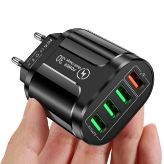 Charging Head QC3.0 LED Durable Fast Charge 4 USB Adapter Charger Heads