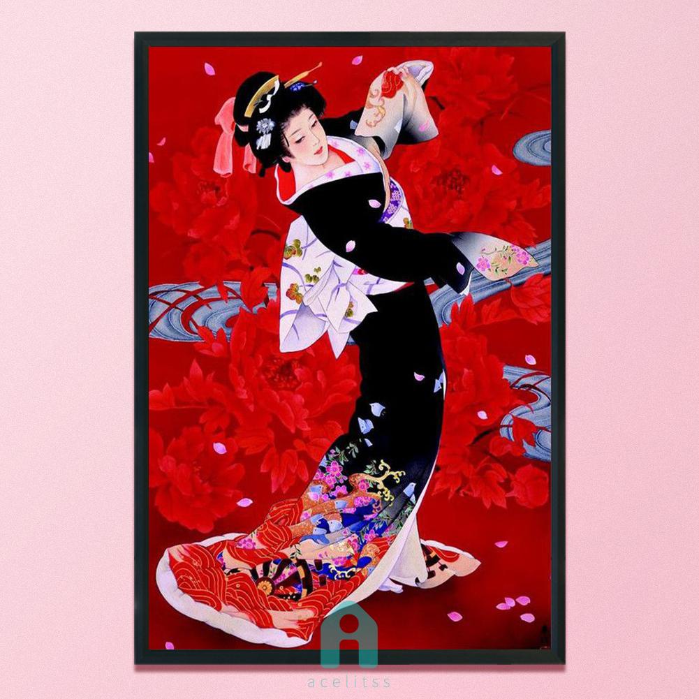 ชุดปักครอสติช-ผ้าฝ้าย-11ct-พิมพ์ลาย-geisha-สไตล์ญี่ปุ่น-acelit-th