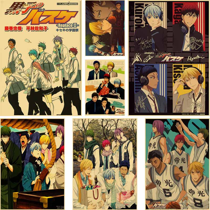 สติกเกอร์โปสเตอร์กระดาษคราฟท์-ลายอนิเมะ-kurokos-basketball-ขนาด-42x30-ซม-สไตล์ญี่ปุ่นเรโทร-สําหรับตกแต่งผนังบ้าน-บาร์