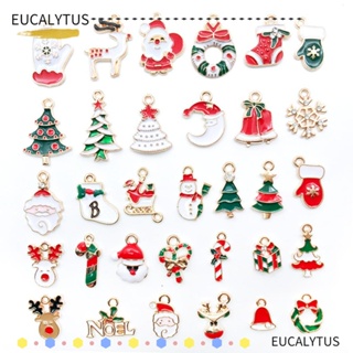 Eutus จี้ฟิกเกอร์เรซิ่น รูปการ์ตูนซานตาคลอส กวางเอลก์ ขนาดเล็ก แฮนด์เมด DIY สําหรับแขวนตกแต่งบ้าน เทศกาลคริสต์มาส 20-100 ชิ้น