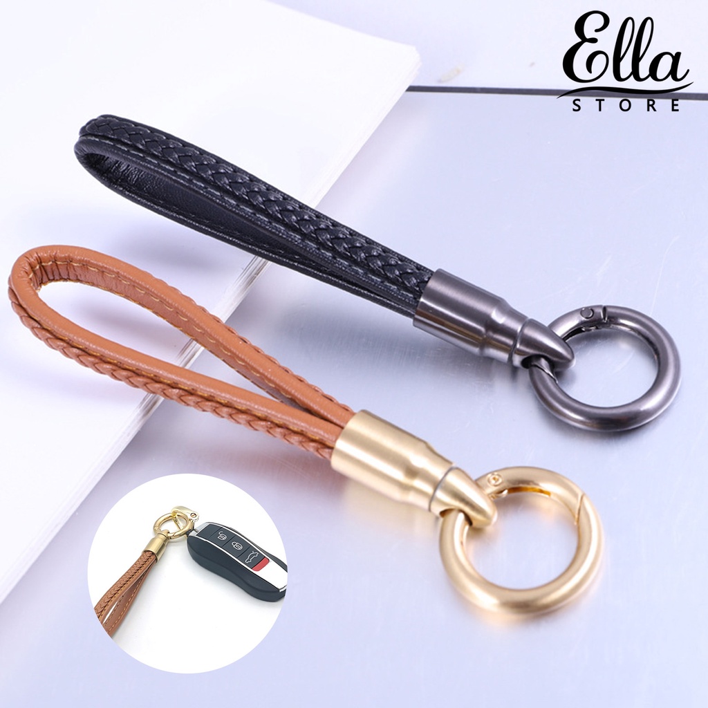 ellastore123-พวงกุญแจรถยนต์-สายหนังเทียม-แบบพกพา-กันหาย-หรูหรา-สําหรับผู้ชาย-และผู้หญิง