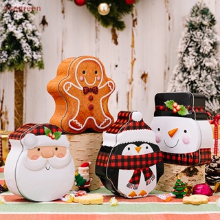 [Asegreen] กระปุกเหล็ก ลายการ์ตูนคริสต์มาส สโนว์แมน ซานตาคลอส กวาง ขนมปังขิง บิสกิต น่ารัก สําหรับใส่ขนมหวาน