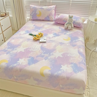 ผ้าปูที่นอน ผ้าฝ้ายแท้ bed sheet 5ฟุต 6ฟุต 100% ลายดอกไม้ คิงไซส์ ควีนไซซ์ พร้อมสายยางยืด