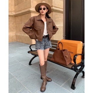 76IT CEL Beaute 2023 autumn and winter New retro heavy industry Liu Ding old leather coat womens fashionable all-match simple personalized retro style