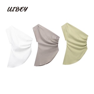 Uibey เสื้อกั๊ก คอเฉียง ไหล่เดี่ยว สีพื้น 8900