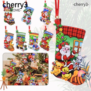 Cherry3 จี้ห้อยถุงเท้า ลายคริสต์มาส สําหรับตกแต่งบ้าน