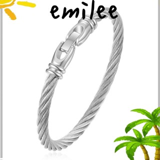 Emilee สร้อยข้อมือถัก ผูกปม สายเคเบิลถัก สร้อยข้อมือคู่ เครื่องประดับวินเทจ ลวดโซ่ กําไลข้อมือโซ่ สเตนเลส ผู้ชาย