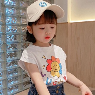 เสื้อยืดแขนสั้น พิมพ์ลายการ์ตูน แฟชั่นฤดูร้อน สําหรับเด็กผู้หญิง