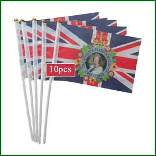 Queen Jubilee ธงแพลตตินัม 10 ชิ้น พร้อมเสาธงมือถือ 10 ชิ้น 70 ปี