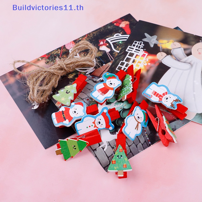 buildvictories11-คลิปหนีบกระดาษ-โปสการ์ด-รูปต้นคริสต์มาส-diy-10-ชิ้น