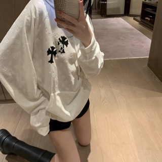OUYY Chrome Hearts 2023 autumn and winter New embossed rhinestone velvet sweater womens hooded letter embroidered logo decoration casual fashion Hundred