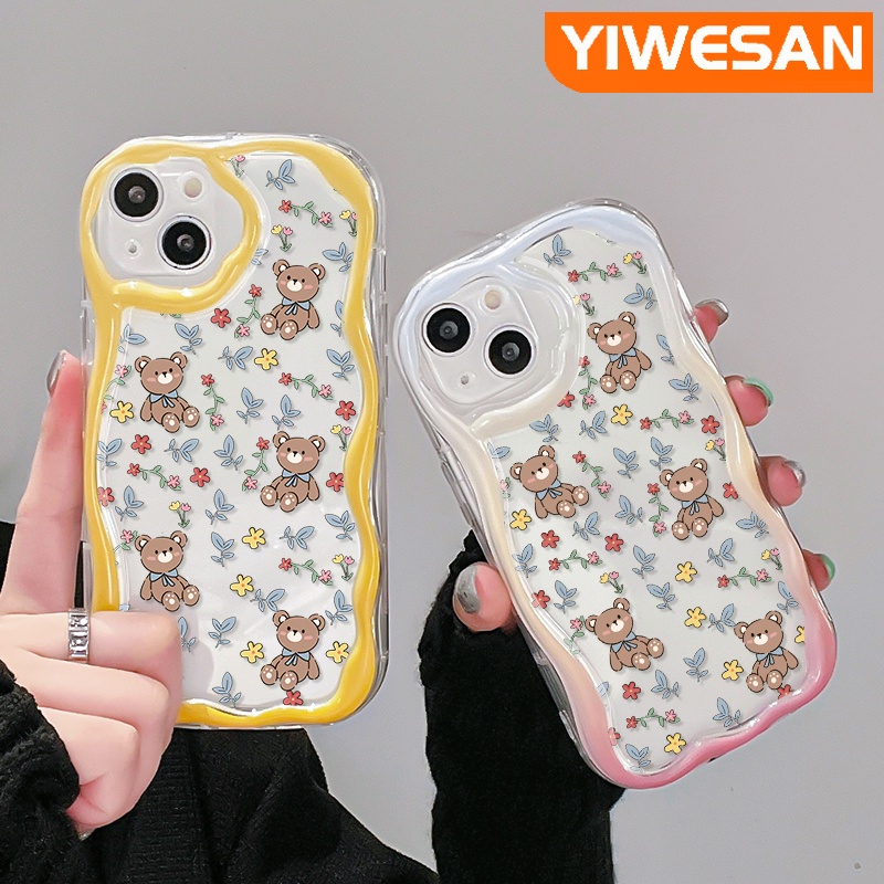 เคสโทรศัพท์มือถือแบบนิ่ม-ใส-กันกระแทก-ลายการ์ตูนหมี-ดอกไม้-สีครีม-สําหรับ-samsung-galaxy-a13-a13-5g-a04s-a14