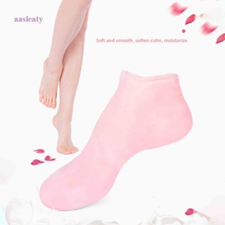 Aasleaty 1 คู่ ถุงเท้าสปา ดูแลเท้า ใช้ในบ้าน ใหม่ ถุงเท้าส้นเท้า ซิลิโคนเจล ให้ความชุ่มชื้น ดูแลผิว ป้องกันแตก เท้า ป้องกันการแตก