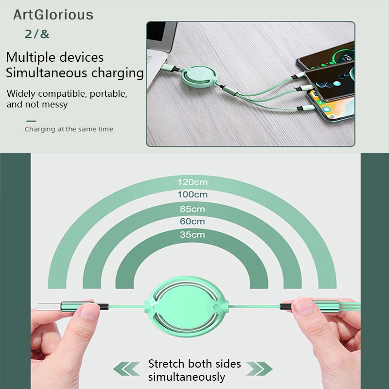 art-3-in-1-สายชาร์จ-usb-6a-max-ชาร์จไว-ยืดหดได้-สําหรับพอร์ต-type-c