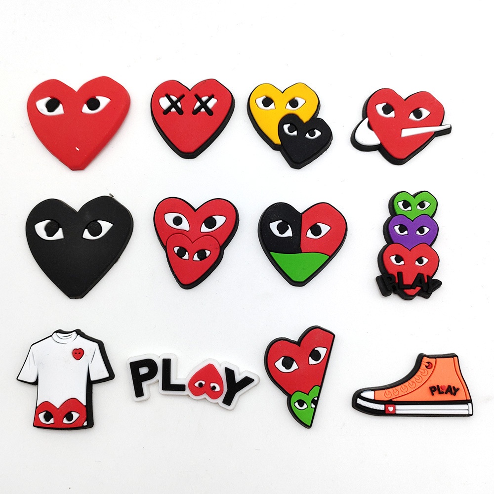 hot-cartoon-heart-series-รองเท้าแตะ-pvc-ลายการ์ตูนกราฟฟิตี้-หัวใจน่ารัก-diy-สําหรับตกแต่งสวน