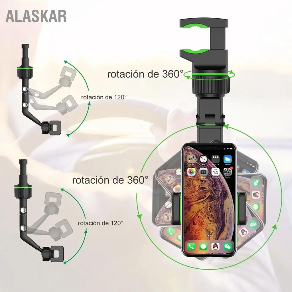 alaskar-ที่วางโทรศัพท์แบบกระจกมองหลังหมุนได้-360-องศาอเนกประสงค์อเนกประสงค์ด้านหลังรถกระจกมองหลังที่วางโทรศัพท์