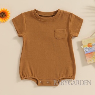 Babygarden-0-18 เดือน ชุดรอมเปอร์ แขนสั้น ลําลอง ทรงหลวม มีกระเป๋า สีพื้น ฤดูร้อน สําหรับเด็กผู้ชาย