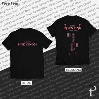 NEW FASHION cb เสื้อยืดพิมพ์ลาย Blackpink PINK VENOM WORLD TOURเสื้อยืดคอกลมผ้าฝ้ายสำหรับผู้ชายและผู้หญิง
