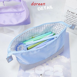 DOREEN Cosmetic Bags Portable Makeup  Cream Color Wash Pouch Travel Organizer Plaid Snap Button Korean Storage