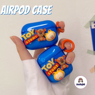 เคสหูฟังบลูทูธไร้สาย Tpu แบบนิ่ม รูปทิกเกอร์น่ารัก 3D กันตก สีฟ้า สําหรับ Airpods 1 2 Pro