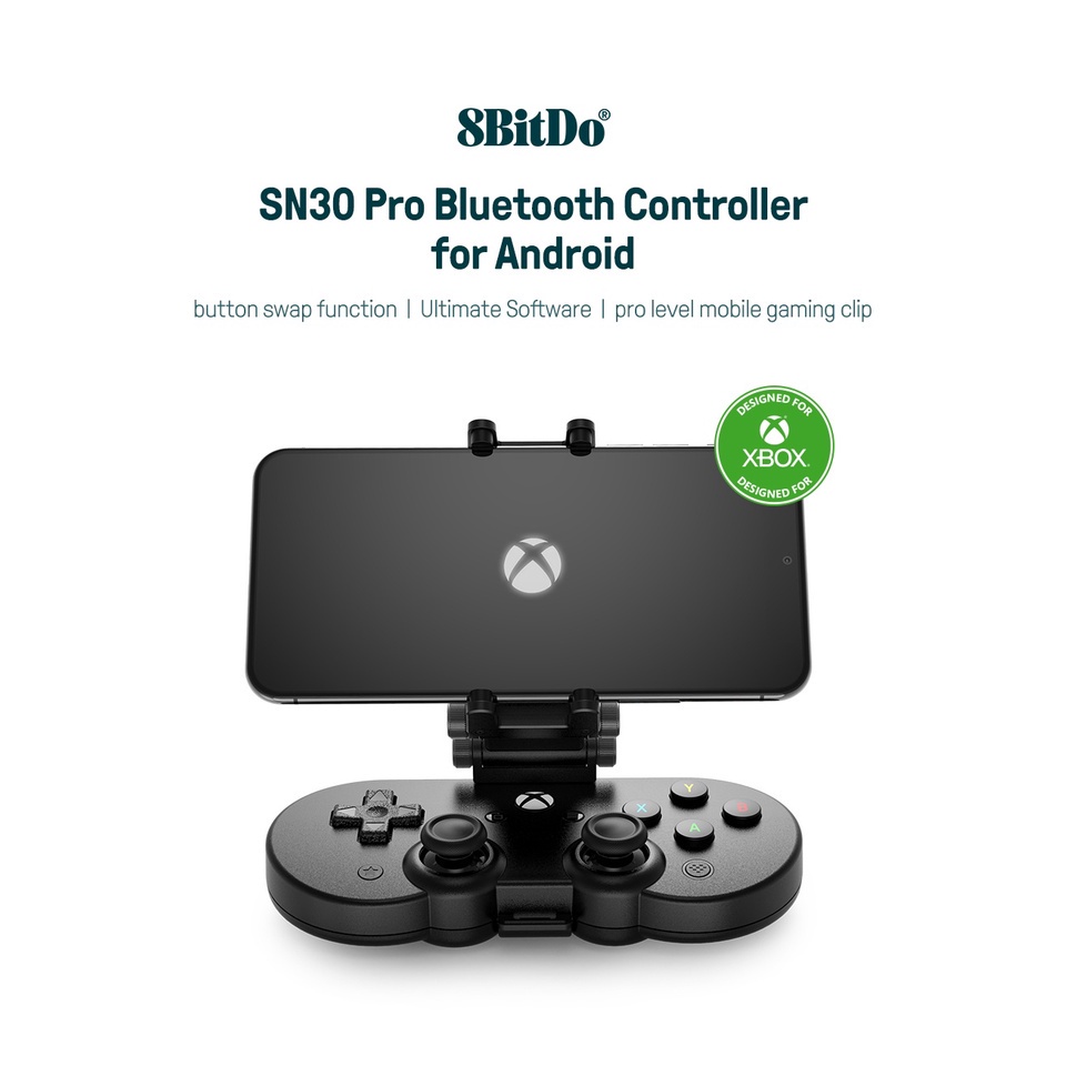 คำอธิบายเพิ่มเติมเกี่ยวกับ 𝟴𝗕𝗶𝘁𝗗𝗼 SN30 Pro (80DK) จอยไร้สายไม่มีขา สีดำ สำหรับ Xbox Controller Android/PC (พร้อมคลิบล็อคโทรศัพท์) 8BitDo