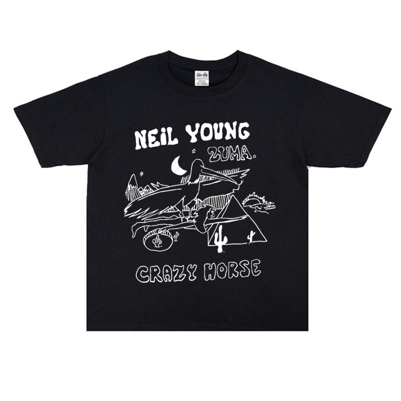 เสื้อยืดคอกลม แขนสั้น พิมพ์ลายโปสเตอร์ Neil Young Neil Percival Young ...