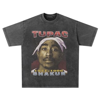 เวสต์โคสต์แร็ป 2pac วินเทจเสื้อยืดวินเทจทีล้างแขนสั้น