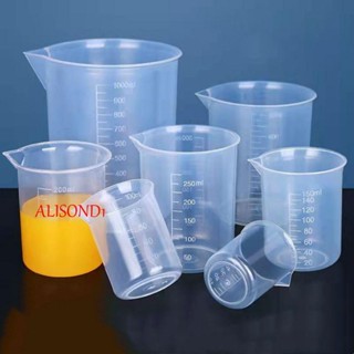 ALISOND1 Beaker ถ้วยตวงพลาสติกใส ใช้ซ้ําได้ 50 100 150 200 250 500 1000 มล. พร้อมสเกล สําหรับห้องครัว ห้องปฏิบัติการ