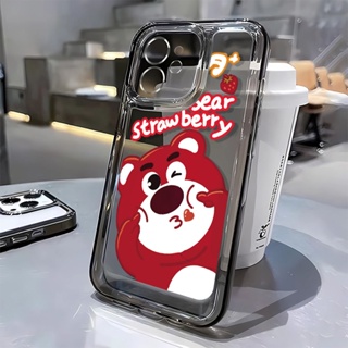 เคสโทรศัพท์มือถือนิ่ม กันกระแทก ลายหมีสตรอเบอร์รี่น่ารัก สําหรับ Apple Iphone 13 14Promax 11 12 7 8p