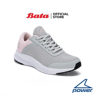 Bata บาจา Power รองเท้าวิ่ง รองเท้าผ้าใบสำหรับวิ่ง แบบผูกเชือก รองเท้ากีฬา ไม่ลื่นไม่สะดุด สำหรับผู้หญิง รุ่น Harrow Plus 22 CLR สีเทา 51815