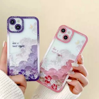 เคสโทรศัพท์มือถือ ซิลิกาเจล TPU ใส กันกระแทก ลายดอกไม้ ซากุระกิน่ารัก สําหรับ iphone 11 12 Pro 6 6S 7 8 Plus X XS XR Max