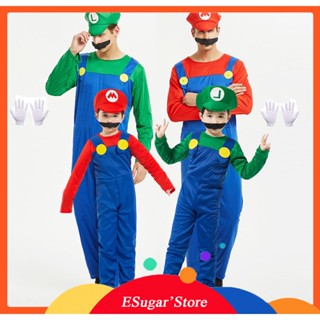 ชุดเครื่องแต่งกาย Super Mario Luigi Bros สีแดง สีเขียว สําหรับเด็กผู้ชาย และเด็กผู้หญิง