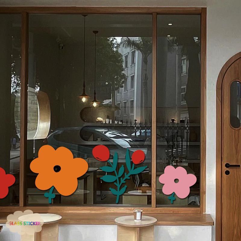 สติกเกอร์กระจก-ลายการ์ตูนดอกไม้น่ารัก-สําหรับติดตกแต่งผนังบ้าน-ห้องนั่งเล่น-ระเบียง