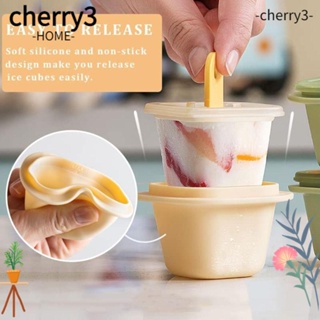 CHERRY3 แม่พิมพ์ก้อนน้ําแข็ง ซิลิกาเจล 2 นิ้ว สีเขียว ชมพู เหลือง น้ําตาล พร้อมแท่งไอติม สําหรับวิสกี้ ค็อกเทล 8 ชิ้น