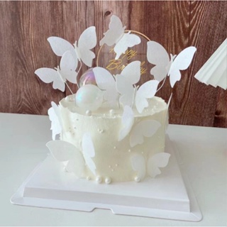 ป้ายท็อปเปอร์ รูปผีเสื้อ 3D สีขาว สําหรับตกแต่งเค้ก งานแต่งงาน งานวันเกิด คัพเค้ก 10 ชิ้น ต่อชุด